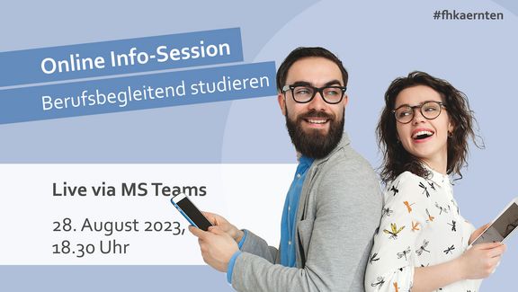 [Translate to English:] Online Info-Session: berufsbegleitend studieren; Live via MS Teams, 28. August 2023, 18.30 Uhr