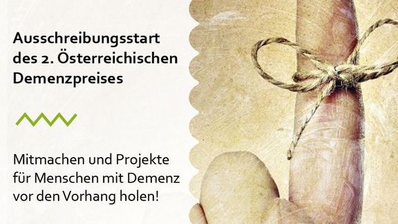 Grafik mit der Ankündigung zum Ausschreibungsstart des 2. Österreichischen Demenzpreises
