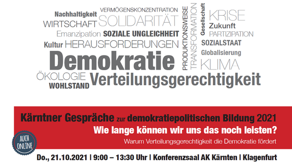Wordcloud zum Thema Kärntner Gespräche zur demokratiepolitischen Bildung 2021