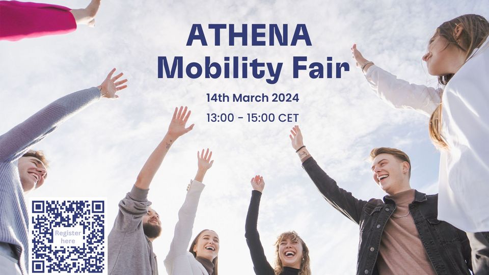 Students raising hands to the sky, ATHENA Mobility Fair, 14th March 2024 